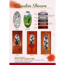 wooden doors with glasses (деревянные двери со стеклами)