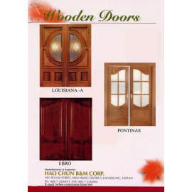 Wooden door with glasses