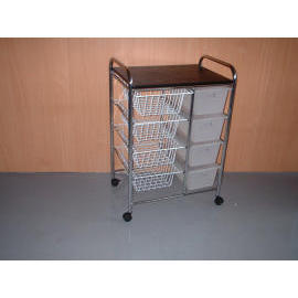 4 PLASTIC DRAWER CABINET,4 WIRE BASK (4 PLASTIC tiroirs, 4 fils BASK)