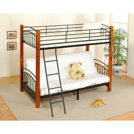 Wooden Post Twin / Twin Futon Bunk Bed