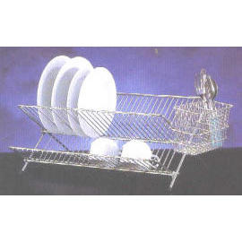 KITCHEN METAL DISH RACK W/CUTLERY BASKET (CUISINE METAL DISH RACK W / couverts PANIER)