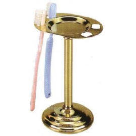 Standing toothbrush & tumbler holder, brass (Standing toothbrush & tumbler holder, brass)