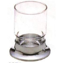 Standing tumbler holder W/glass cup, C.P. Brass (Détenteur d`un basculeur W / tasse en verre, č.p. Cuivres)