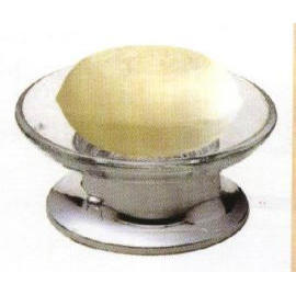 Standing soap dish W/glass cup, C.P. Brass (Standing soap dish W/glass cup, C.P. Brass)