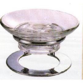 Standing soap dish W/glass cup, C.P. Brass (Standing soap dish W/glass cup, C.P. Brass)