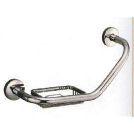 Angle safety grab bar W/soap basket, 7/8`` Tubing C.P. brass (Angle Sicherheit Stützgriff W / Seifenkorb, 7 / 8``Tubing CP Messing)