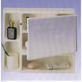 Deluxe plastic wall cabinet W/square mirror, Size: 455x388x96m/m (Deluxe cabinet plastique mur W / miroir carré, Taille: 455x388x96m / m)
