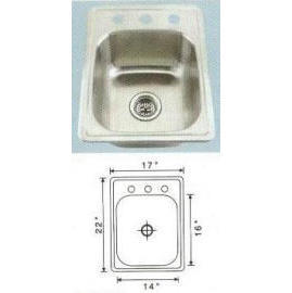 Stainless steel sink Overall Size: 17x22``, Big bowl: 16x14x6-7/8`` (Stainless steel sink Overall Size: 17x22``, Big bowl: 16x14x6-7/8``)