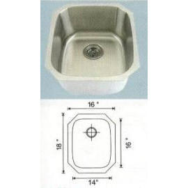 Stainless steel sink Overall Size: 16-1/4x18-1/18``, Big bowl: 13-3/4x15-3/4x9`` (Edelstahlspüle Gesamtgröße: 16-1/4x18-1/18``, große Schüssel: 13-3/4x15-3/4)