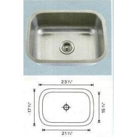 Stainless steel sink Overall Size: 23-3/8x20-1/2``, Big bowl: 21-1/8x15-3/8x9`` (Раковины из нержавеющей стали Габаритные размеры: 23-3/8x20 /2``, большой чаши: 21 /8x15-3/8x9``)
