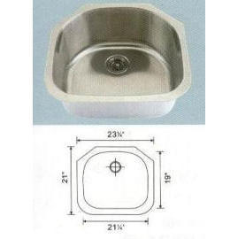 Stainless steel sink Overall Size: 23-1/4x21-1/8`` Big bowl: 20-3/4x18-3/4x6`` (Évier en acier inoxydable Dimensions hors tout: 23-1/4x21-1/8``grand bol: 20-3/)