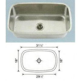 Stainless steel sink Overall Size: 31-1/2x18-3/8``, Big bowl: 29-1/4x16-1/4x10``