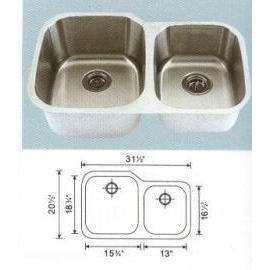 Stainless steel sink Overall Size:31-1/2x20-1/2``, Big bowl: 15-3/8x18-3/8x9``,