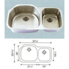 Stainless steel sink Overall Size:37-7/8x20-7/8``, Big bowl:20-7/8x18-3/4x9``,Sm (Évier en acier inoxydable Dimensions hors :37-7 / 8x20-7 / 8``, Big Bowl :20-7)