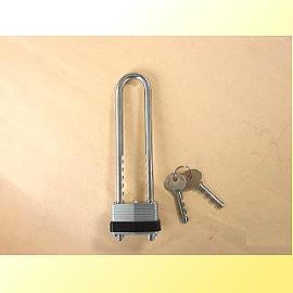 Laminated steel padlock with flexible shackle (Laminated steel padlock with flexible shackle)