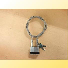 Laminated steel padlock with cable (Cadenas en acier laminé avec câble)