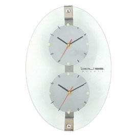Metal & Glass Combination Clock with 2 Time Zone (Métal et verre avec 2 combinés Clock Time Zone)