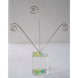 Acrylic liquid filled memo clip holder w/3 wire clip