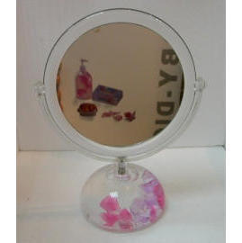 Acrylic liquid filled beauty accessories standing mirror (Liquide acrylique remplis accessoires de beauté permanent miroir)
