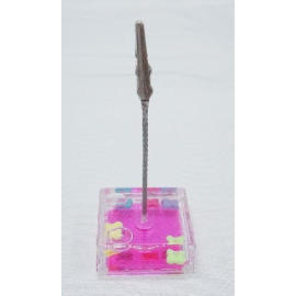 Acrylic liquid filled memo clip holder w/Alligator clip (Акриловые заполнена жидкостью Памятка держателю клипа W / "аллигатор")