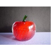 Glass Apple, Red/Clear/Bubbles, w/Green Stem (Стекло Apple, красный / Clear / Пузыри, W / зеленый стебель)