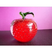 Glass Apple, Red/Clear/Bubbles, w/Green Stem & Leaf (Стекло Apple, красный / Clear / Пузыри, W / Gr n Leaf & Stem)