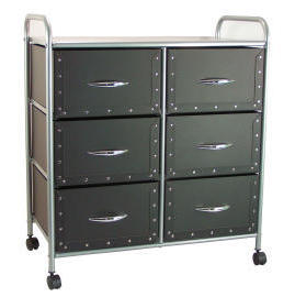 3 tiers storage trolley/rack with 6 cardboard drawers (3 étages Chariot de stockage / rack avec tiroirs 6 cartons)