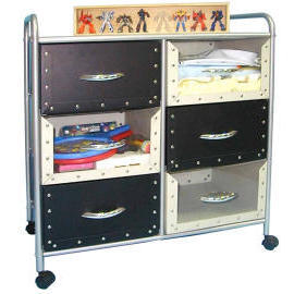 3-tier storage trolley/rack with 6 Cardboard drawers (3-chariot niveau de stockage / rack avec 6 tiroirs en carton)