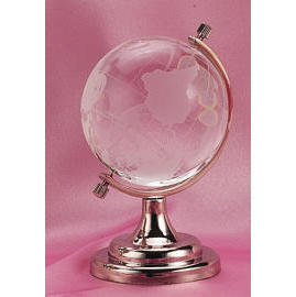 Clear Crystal globe w/metal support (Crystal Clear w globe / support mtallique)