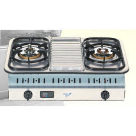 Two gas burners of built in gas stove (Два газовых горелок построен в газовой плите)