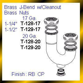 Brass J-Bend w/Cleanout & Brass Nuts (Cuivres J-Bend w / Cleanout Nuts & Brass)