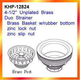 4-1/2`` Unplated Brass Duo Strainer