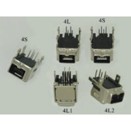 IEEE-1394 FIRE WIRE 4PIN SOCKET PCB DIP RIGHT ANGLE TYPE (IEEE-1394 FIRE WIRE 4PIN SOCKET PCB DIP RIGHT ANGLE TYPE)
