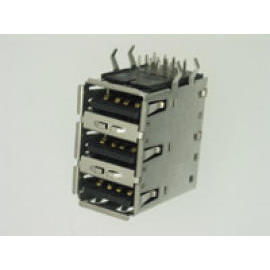 USB A TYPE SOCKET PCB DIP RIGHT ANGLE TRIPLE (Un type de prise USB PCB DIP ANGLE DROIT TRIPLE)