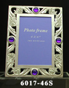 ELEGANT PEWTER PHOTO FRAME W / RHINESTONE (ELEGANT ETAIN CADRE PHOTO W / RHINESTONE)