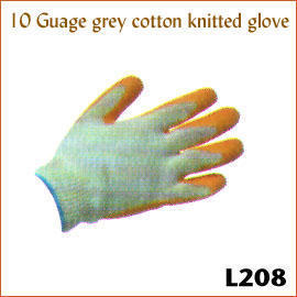 10 Guage grey cotton knitted glove L208 (10 Калибровочная хлопка серой вязаной перчатке L208)