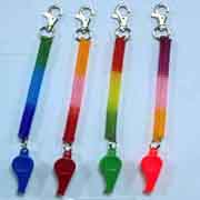 multi-color coil key chain w/whistle