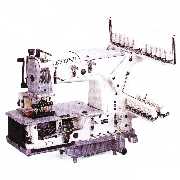 Twelve Needle, Vertical Looper, Double Chainstitch, Flatbed Machine With Puller