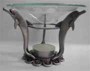 PEWTER OIL BURNER - DOLPHIN