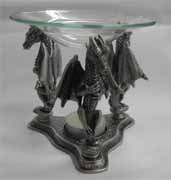 PEWTER OIL BURNER - DRAGON