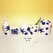 Ceramic Bathroom Set W/Ocean Design (Керамические Набор для ванной комнаты Вт / Океан дизайна)