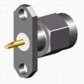 RF CONNECTOR (SMA STRAIGHT PLUG 2 HOLES FLANGE MOUNT RECEPTACLE, FLUSH TEFLON +