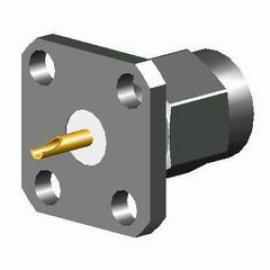 RF CONNECTOR (SMA STRAIGHT PLUG 4 HOLES FLANGE MOUNT RECEPTACLE, FLUSH TEFLON +
