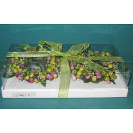 6`` BERRY CANDLE RING W/GLASS CUP (6``BERRY CANDLE RING W / GLASS CUP)