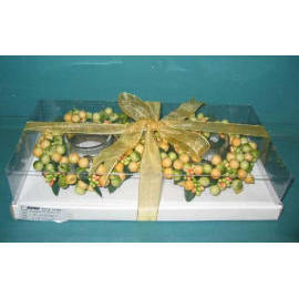 6`` BERRY CANDLE RING W/GLASS CUP (6``BERRY CANDLE RING W / GLASS CUP)