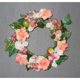 6`` MINI PINK FLOWER CANDLE RING (6`` MINI PINK FLOWER CANDLE RING)