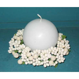 5`` WHITE BERRY CANDLE RING W/4`` CANDLE