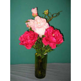 21``H PEONY IN GLASS VASE (21``H PIVOINE EN VERRE VASE)