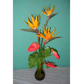 24``H BIRD OF PARADISE IN GLASS VASE