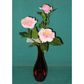 11``H WILD ROSE IN GLASS VASE (11``H WILD ROSE IN GLASS VASE)